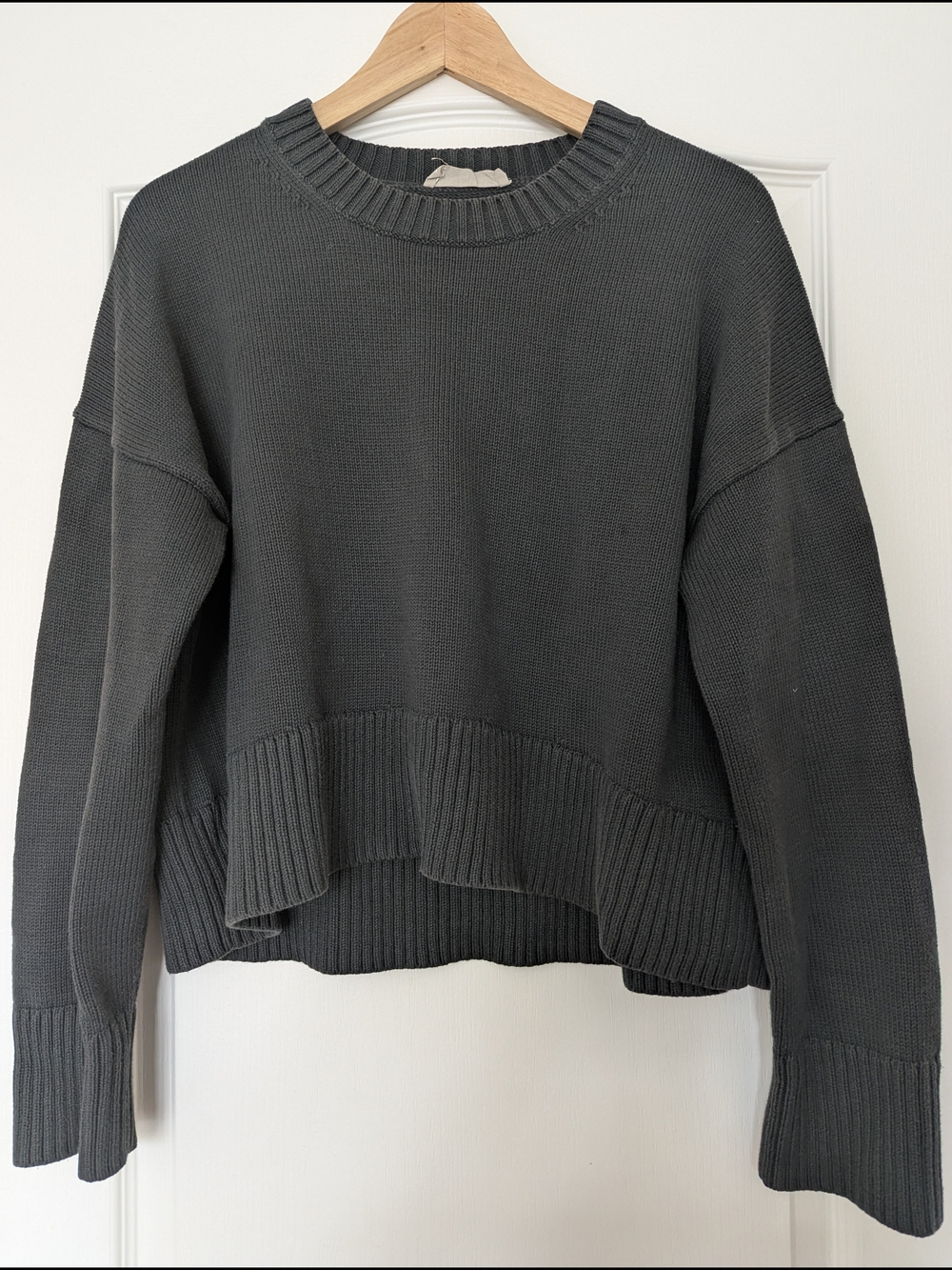Black Cotton Crewneck Sweater